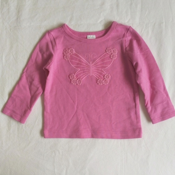carter's pink butterfly cotton crewneck sweatshirt 12 months baby girl - Picture 1 of 6